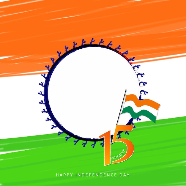 Diseño de publicación en redes sociales de fondo de color de agua de feliz día de la independencia de la India
