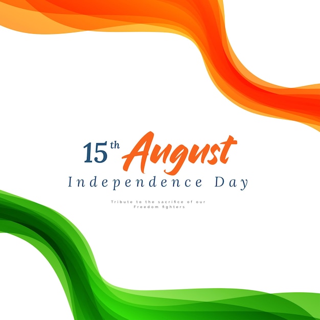 Diseño de publicación en redes sociales de fondo naranja y verde del feliz día de la independencia de la india