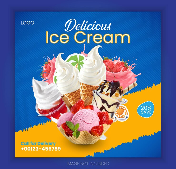 Diseño de publicación de redes sociales de helado