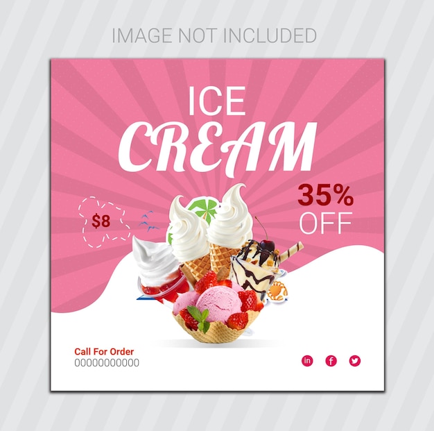 Diseño de publicación de redes sociales de helado