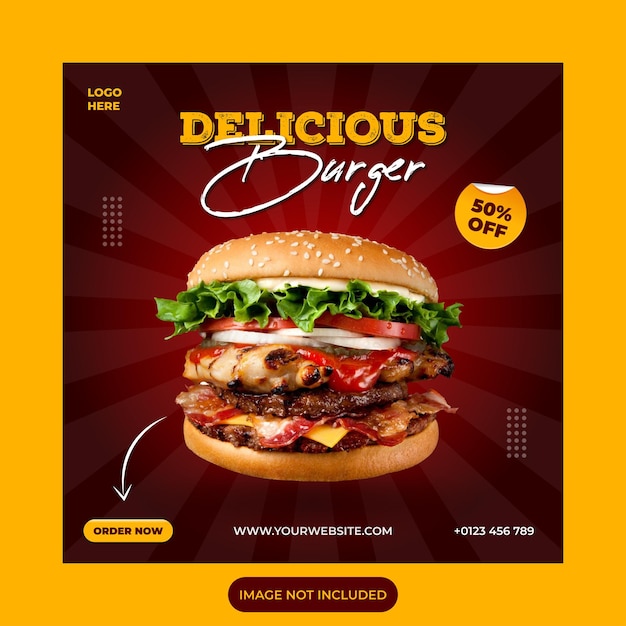 Diseño de publicación en redes sociales plantilla de diseño de publicación de instagram volante cuadrado publicación de diseño de comida rápida
