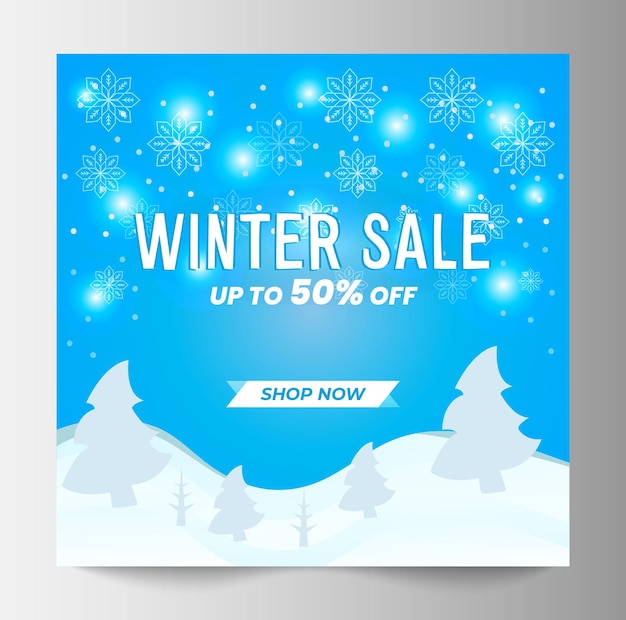 Diseño de publicación de redes sociales de rebajas de invierno