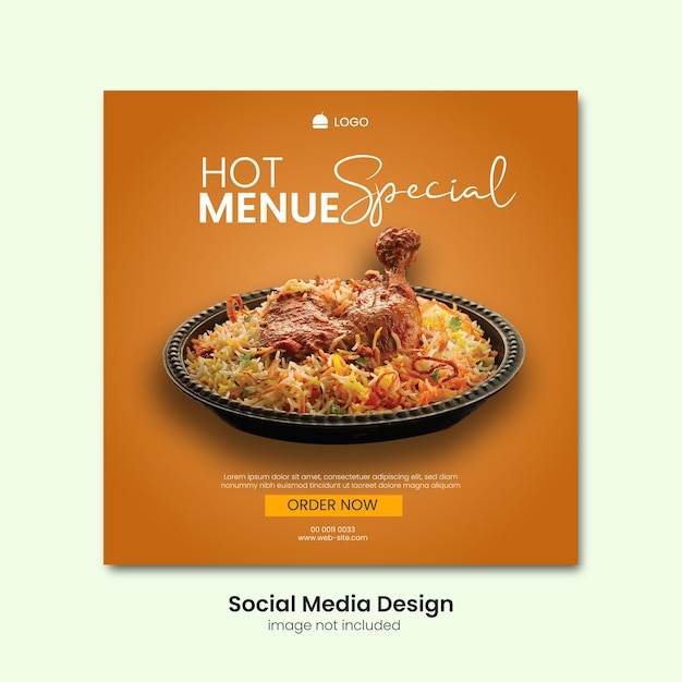 Vector diseño de publicaciones de biriyani food en las redes sociales