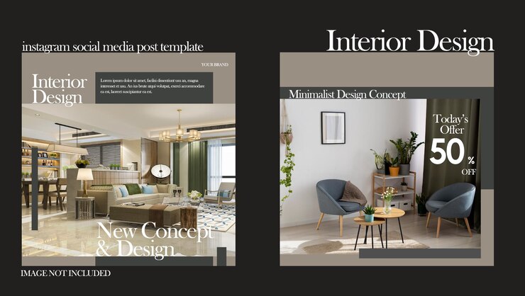 Vector diseño de publicaciones de interiores o muebles para el diseño de plantillas de publicaciones en redes sociales