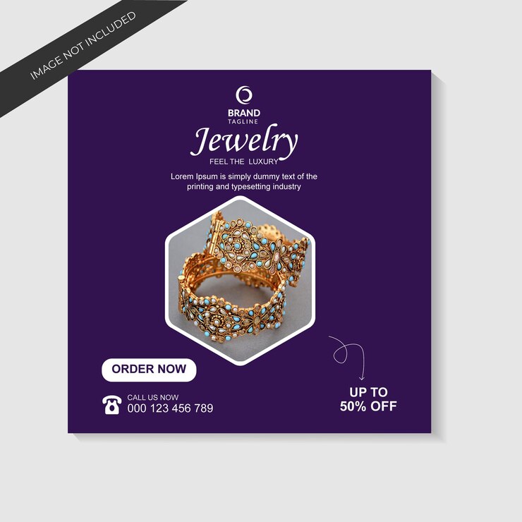 Diseño de publicaciones de joyería en redes sociales.