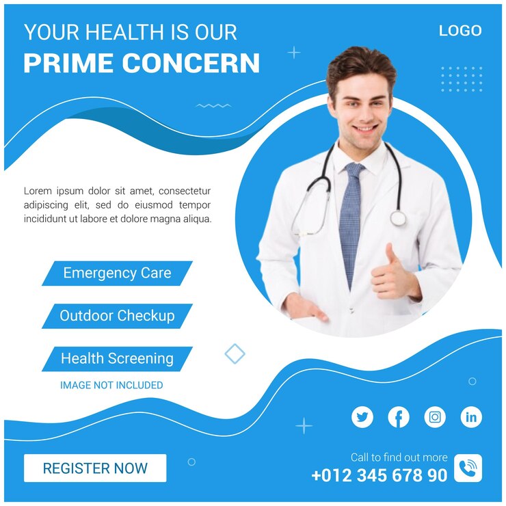 Diseño de publicaciones médicas, publicaciones en las redes sociales, diseño de plantillas, plantillas de diseño de volantes cuadrados.