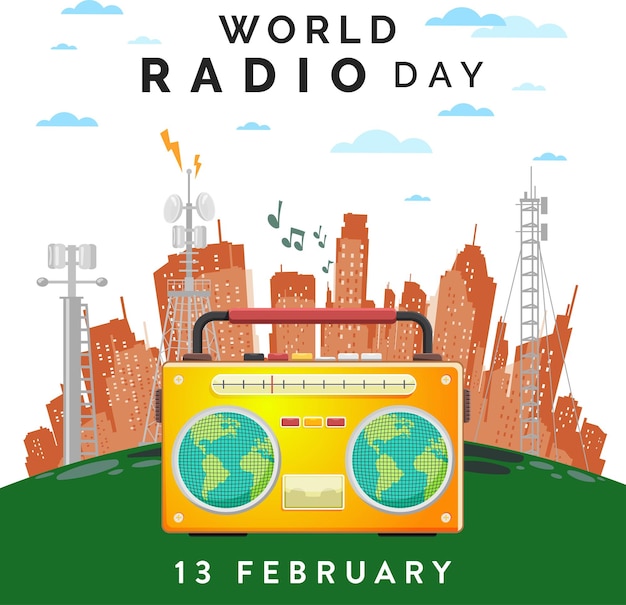 Diseño de publicaciones en redes sociales del 13 de febrero del Día Mundial de la Radio