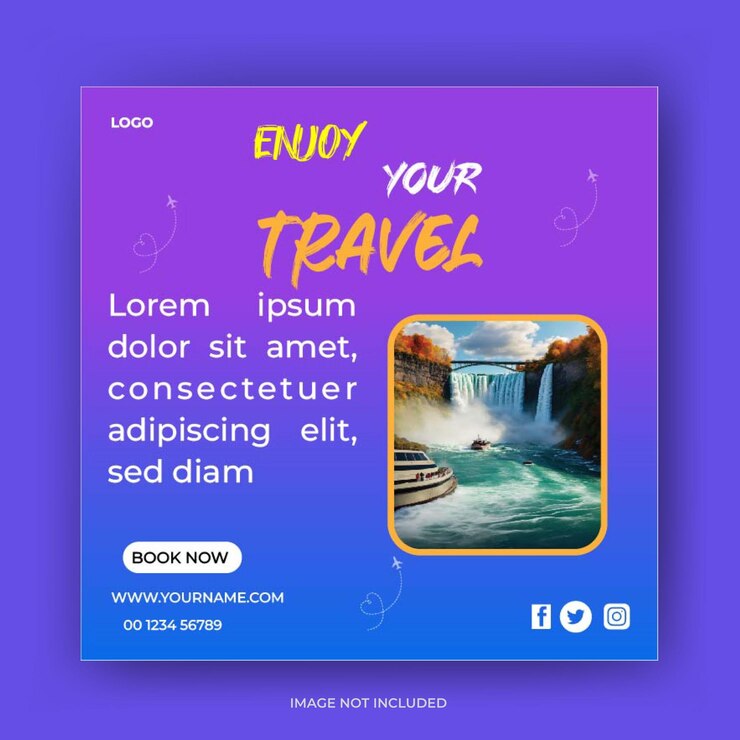 Diseño de publicaciones en redes sociales de agencias de viajes.