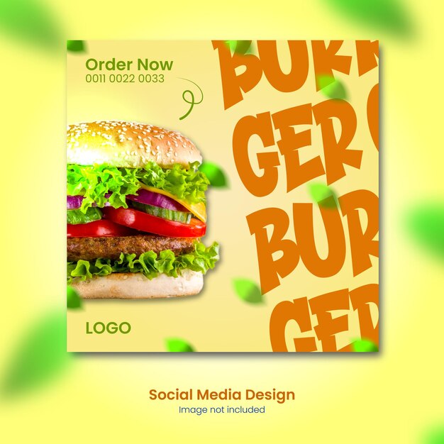 Diseño de publicaciones en las redes sociales de burger