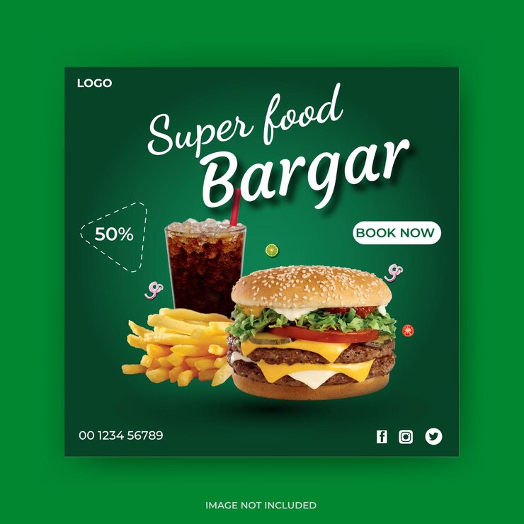 Diseño de publicaciones en redes sociales de comida rápida