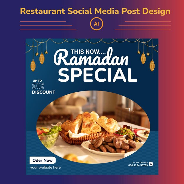 Vector diseño de publicaciones en redes sociales de eid food