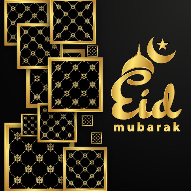 Vector diseño de publicaciones en redes sociales de eid mubarak