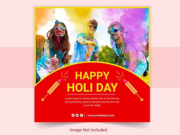 Diseño de publicaciones en redes sociales del festival holi