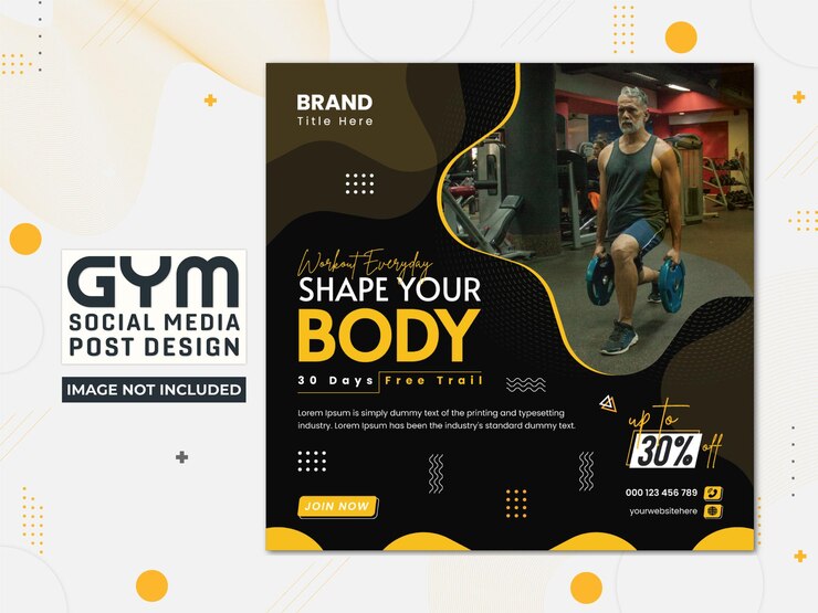 Diseño de publicaciones en redes sociales de gimnasio y fitness.