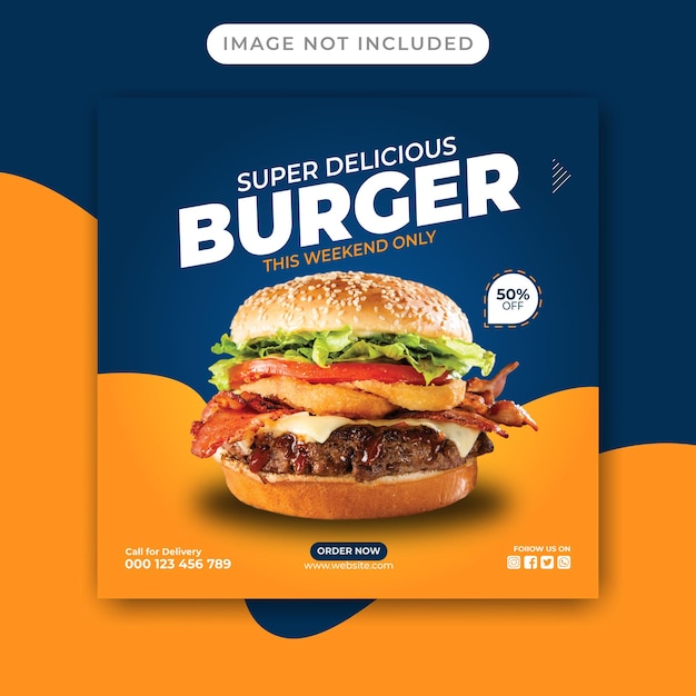 diseño de publicaciones en redes sociales de hamburguesas saludables