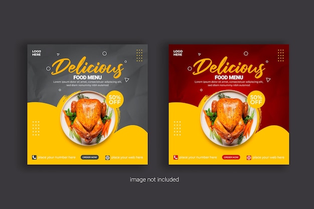 Diseño de publicaciones de redes sociales de Instagram de alimentos