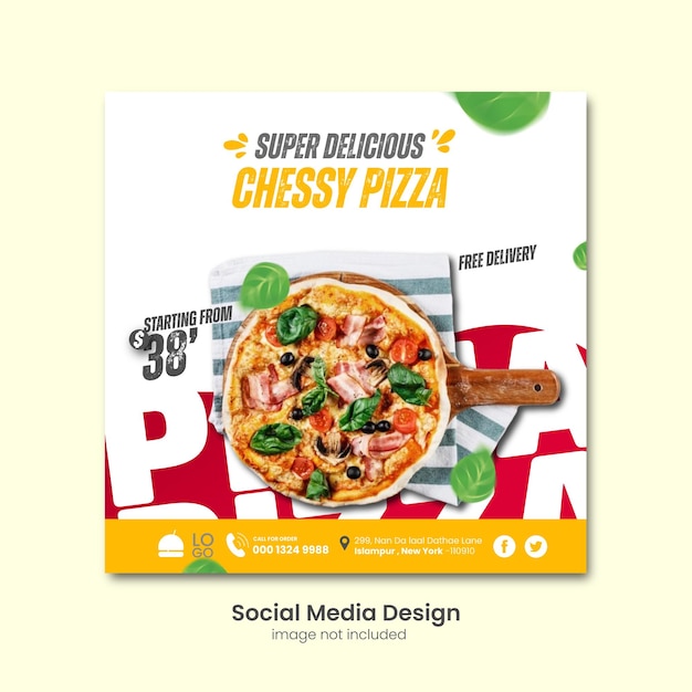 Diseño de publicaciones para las redes sociales de Pizza