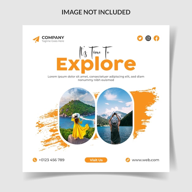Diseño de publicaciones en las redes sociales y plantilla web de agencias de viajes y turismo