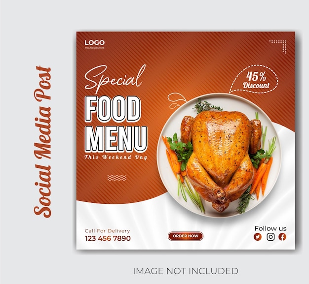 Diseño de publicaciones de redes sociales de pollo picante y picante