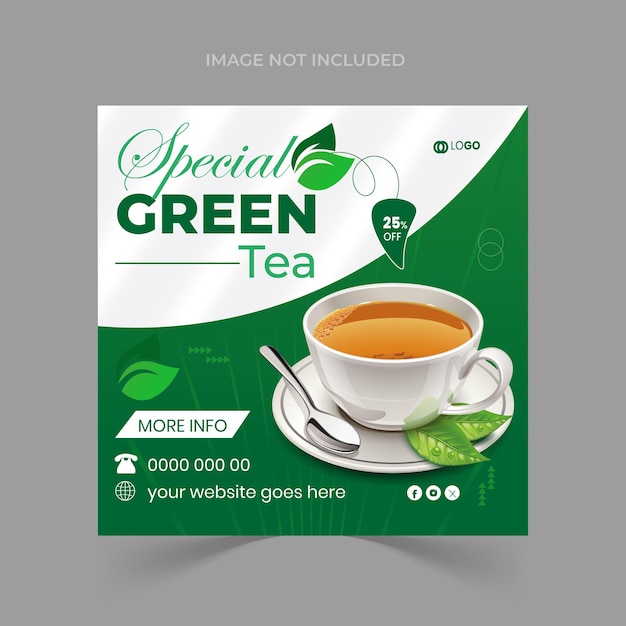Diseño de publicaciones en las redes sociales de té verde