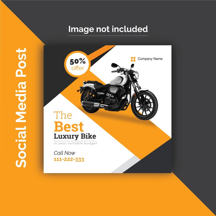 Vector diseño de publicaciones en redes sociales de venta de bicicletas y motocicletas.