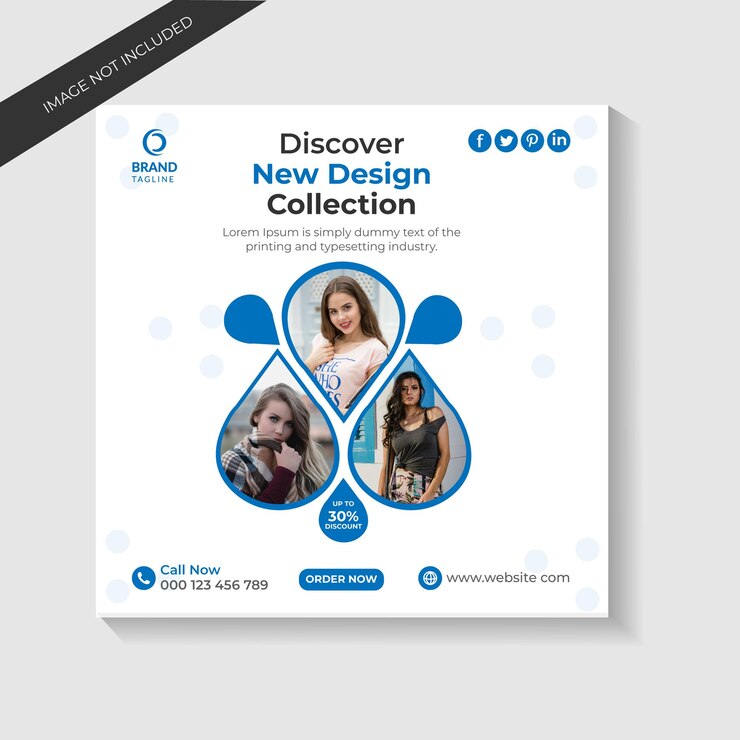Diseño de publicaciones de redes sociales de venta de moda.