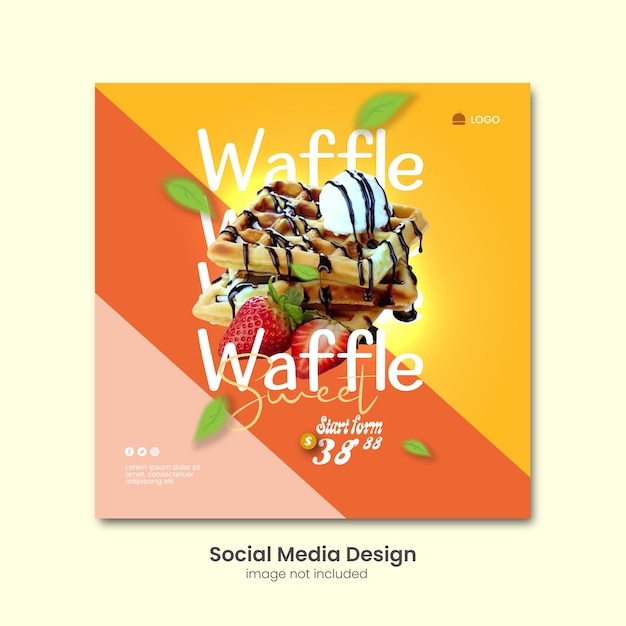 Vector diseño de publicaciones de waffle en las redes sociales