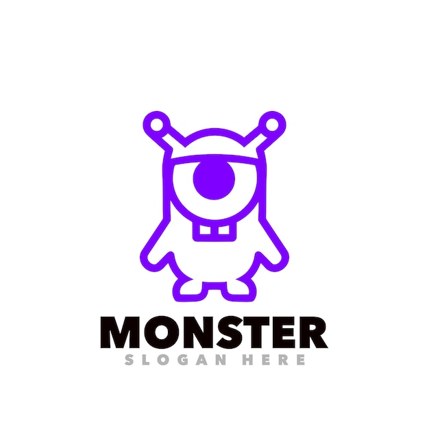 Diseño púrpura del arte lineal del monstruo.