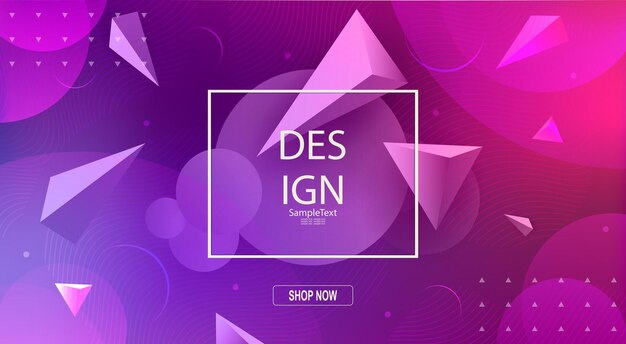 Diseño púrpura elegante abstracto con un conjunto de triángulos y círculos