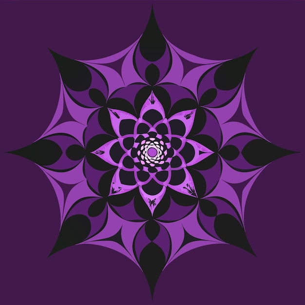 un diseño púrpura y negro con un diseño de flores en él