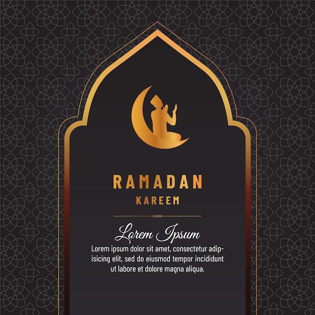 Diseño que da la bienvenida al mes sagrado del Ramadán con un marco elegante