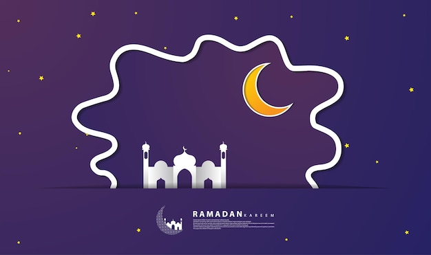 Diseño de ramadán con estilo de corte de papel adecuado para fondos de ramadán, tarjetas de felicitación, cubiertas web, plantillas, tarjetas, etc.