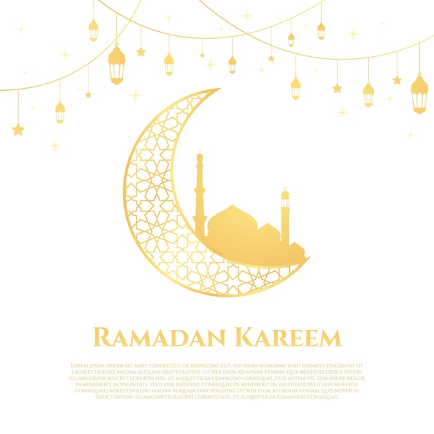 Diseño de ramadán kareem Ilustración de vector de ramadán con mezquita y linterna Fondo islámico para la celebración del mes sagrado de ramadán