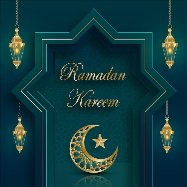 Diseño de ramadan kareem sobre fondo islámico con motivos dorados sobre fondo de color de papel (traducción: ramadan kareem)