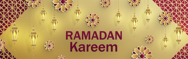 Diseño de Ramadan Kareem sobre fondo islámico