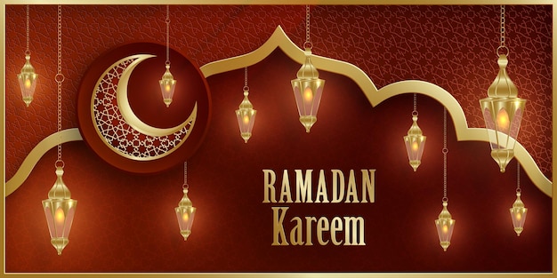 Diseño de Ramadan Kareem sobre fondo islámico