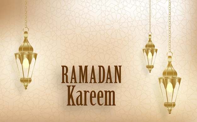 Diseño de Ramadan Kareem sobre fondo islámico