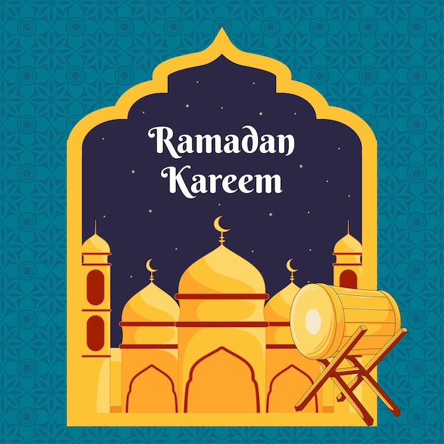 Diseño de ramdan kareem con ilustración de mezquita