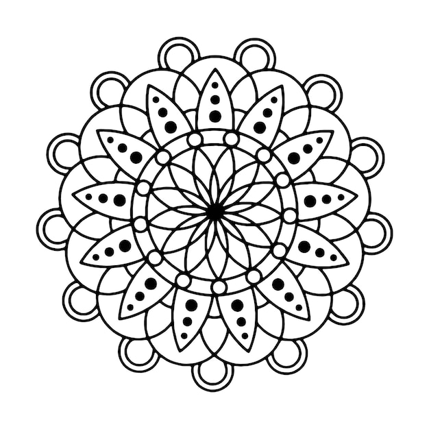 Diseño de Rangoli Mandala Silueta de arte vectorial con fondo blanco 01