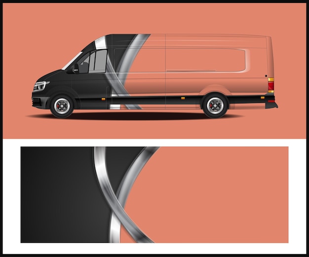 Diseño de rayas vectoriales para diseño de envoltura de automóviles con ilustración Plantilla de vehículo