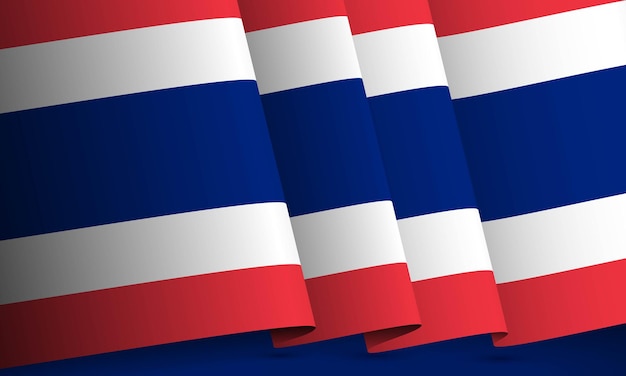 Diseño realista de la bandera tailandesa para el fondo del día nacional de Tailandia