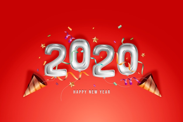 Diseño realista de globos de año nuevo 2020