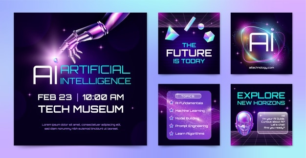 Diseño realista de instagram de inteligencia artificial