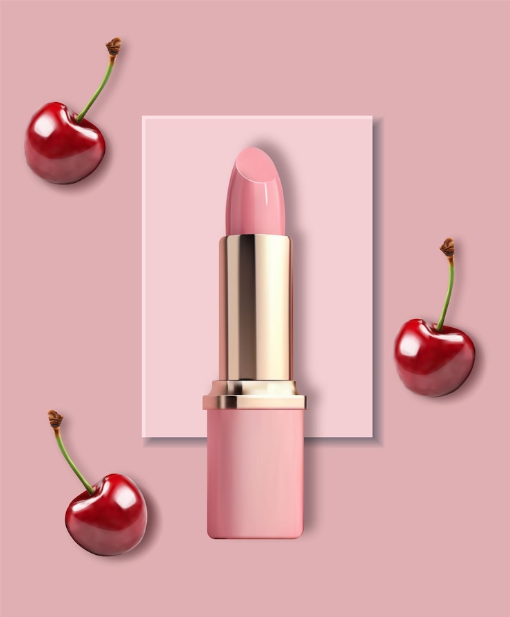 Vector diseño realista de lápiz labial cosmético rosado