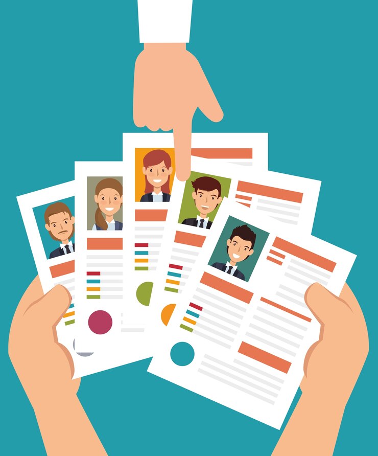 Vector diseño de reclutamiento de recursos humanos de mano