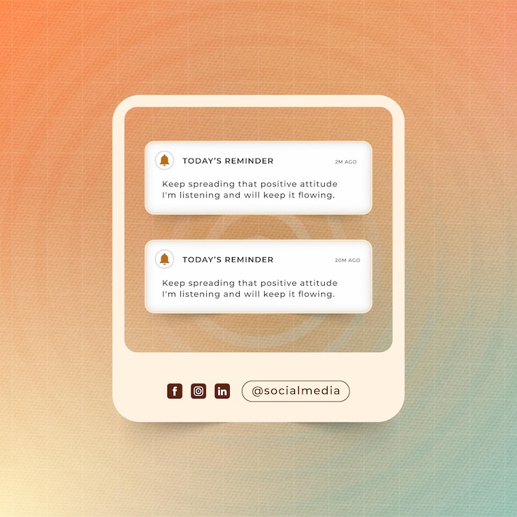 Vector diseño de recordatorio de notificaciones para redes sociales y publicaciones de instagram