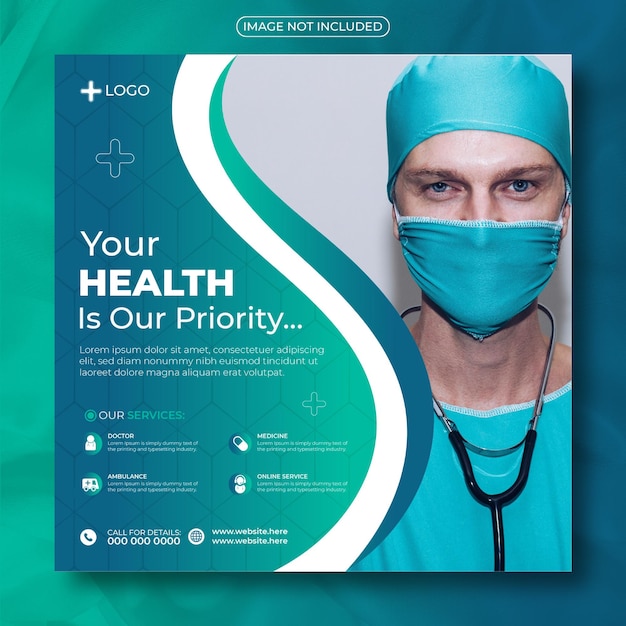 Vector diseño de redes sociales de salud médica y plantilla de vector premium de banner de publicación de instagram
