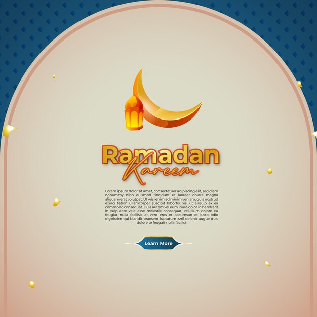 Diseño de redes sociales de Samadan con patrón islámico y aislamiento de luna en 3D