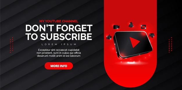 Vector diseño de redes sociales de youtube con fondo negro