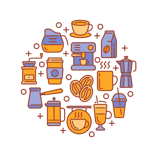 Diseño redondo con elementos de café.
